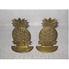 Set of 2 Bookends Metal Pineapple Relief Shelf Decor 6 x 4”   232855134615